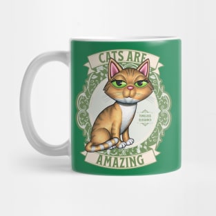 Cute Yellow Tabby Kitty and green wreath Cats are Amazing Mug